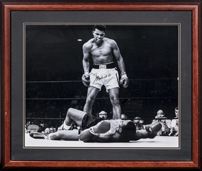 Muhammad Ali Signed Photo Standing Over Liston in 22x26 Framed Display (Beckett)